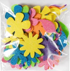 Okładka książki Naklejki z pianki kwiaty brokat 72szt