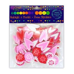 Okładka książki Naklejki z pianki z nadrukiem 120 szt. Serca, Korony, Kwiatki