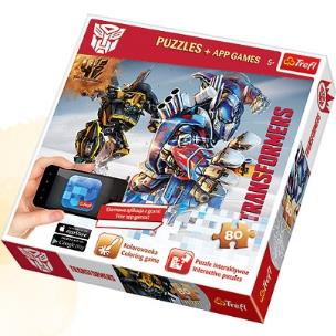 Okładka książki Puzzle 80 Autoboty atakują + Aplikacje TREFL