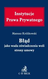 Okładka książki Błąd jako wada oświadczenia woli strony umowy