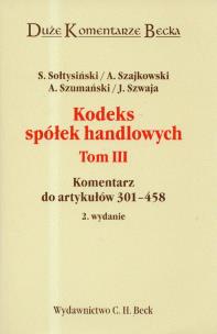 Okładka książki Kodeks spółek handlowych T.3 Duże Komentarze Becka