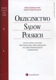 Opakowanie Orzecznictwo Sądów Polskich  2008/01