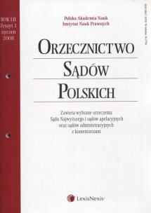 Opakowanie Orzecznictwo Sądów Polskich  2008/01