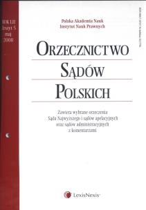 Opakowanie Orzecznictwo Sądów Polskich  2008/05