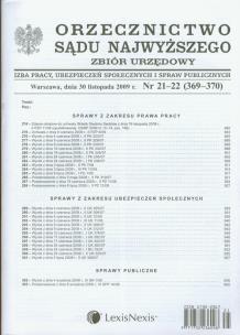 Opakowanie Orzecznictwo Sądu Najwyżsezgo IPiUS 21-22/2009 Zbiór urzędowy