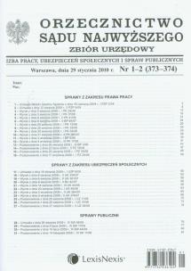 Opakowanie Orzecznictwo Sądu Najwyższego IPiUS 1-2/2010