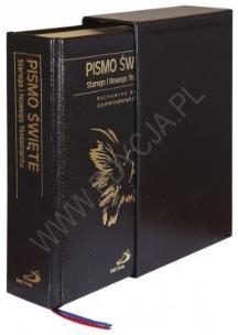 Okładka książki Pismo Święte ST i NT - format duży, etui, paginatory, skóra mielona czarna