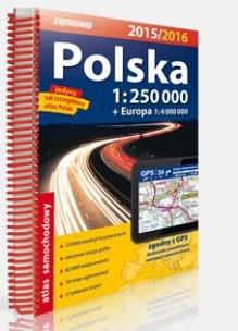 Okładka książki Atlas samochodowy Polska 1:250000 2015/2016