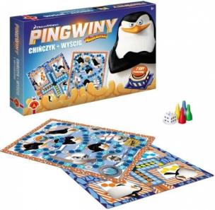 Okładka książki Gra- Chińczyk i Wyścig Pingwiny z Madagaskaru ALEX