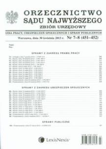 Opakowanie Orzecznictwo Sądu Najwyższego Zbiór urzędowy 7-8/2013