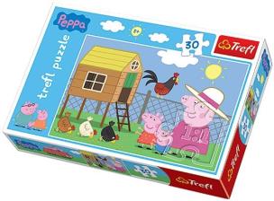 Okładka książki Puzzle 30 Peppa Wizyta w kurniku TREFL