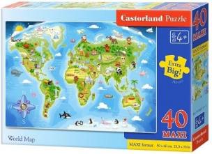 Opakowanie Puzzle 40 maxi - World Map CASTOR