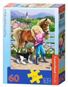 Opakowanie Puzzle 60 A walk with Pony and Dog CASTOR