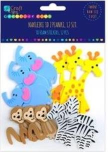Okładka książki Naklejki z pianki  zwierzątka safari 12 szt
