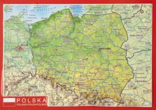 Opakowanie Pocztówka Polska mapa plastyczna