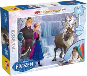 Opakowanie Puzzle dwustronne Frozen 35 + 8 flamastrów