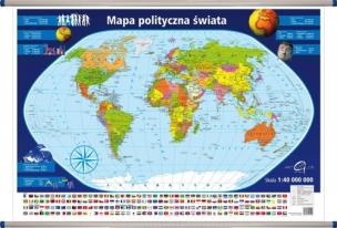 Opakowanie Świat polityczny mapa ścienna 1: 40 000 000