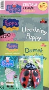 Opakowanie Świnka Peppa 2 książki Urodziny Peppy / Domek dla wilków + Biedronka z lupą