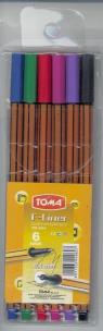 Opakowanie Cienkopis F-Liner 6 kolorów TOMA