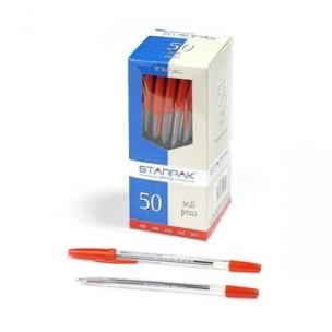 Opakowanie Długopisy z zatyczką Cristal czerwony 50szt