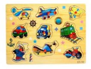 Opakowanie Drewniana układanka pojazdy 9el
