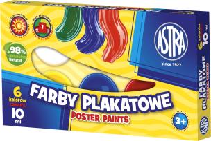 Opakowanie Farby Plakatowe 6 kolorów 10ml ASTRA