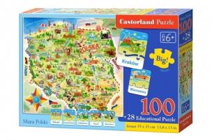 Okładka książki Puzzle 100+28 Mapa Polski CASTOR