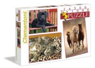 Opakowanie Puzzle 1x500+2x1000 Zwierzęta