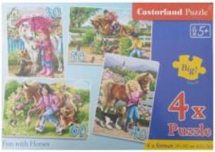 Opakowanie Puzzle x 4 - Fun with Horses CASTOR