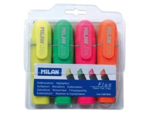 Opakowanie Zakreślacz fluo płaski 4 kolory MILAN