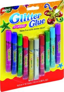 Opakowanie Klej Glitter Glue classic 10 kolorów blister AMOS