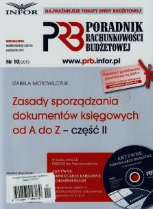 Okładka książki Poradnik Rachunkowości Budżetowej 10/2013 Zasady sporządzania dokumentów księgowych od A do Z część II + CD