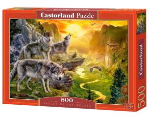 Okładka książki Puzzle 500 Valley of the Wolves CASTOR