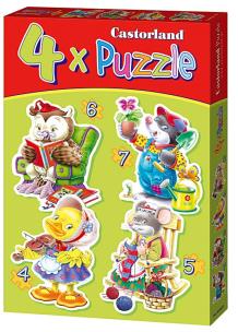Okładka książki Puzzle x 4 - Zwierzęta i ich wolny czas CASTOR