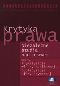 Okładka książki Krytyka prawa Niezależne studia nad prawem t.4