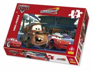 Okładka książki Puzzle 30 Auta Na stacji benzynowej TREFL