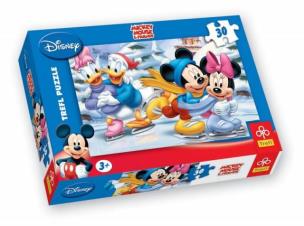 Okładka książki Puzzle 30 Myszka Miki Zimowe szaleństwa TREFL