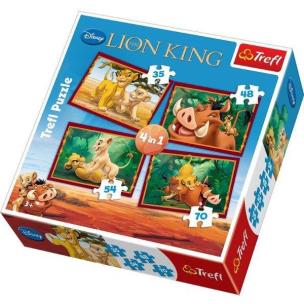 Okładka książki Puzzle 4w1 Król Lew Wesołe igraszki TREFL