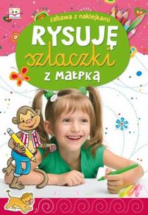Rysuję szlaczki z małpką. Zabawa z naklejkami. Autor: praca zbiorowa. Multiszop.pl Okładka książki Rysuję szlaczki z małpką. Zabawa z naklejkami