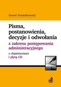Okładka książki Pisma postanowienia decyzje i odwołania