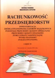 Okładka książki Rachunkowość Przedsiębiorstw Część IV w.2012