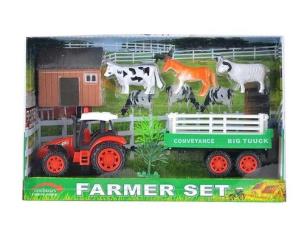Opakowanie Traktor 31 cm z 3 zwierzętami i domkiem
