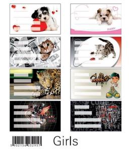 Opakowanie Naklejki na zeszyt Girls 24 sztuki bpz