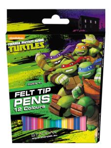 Opakowanie Pisaki 12 kolorów Wojownicze żółwie ninja