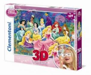 Okładka książki Puzzle 104 3D Vision Disney Księżniczki