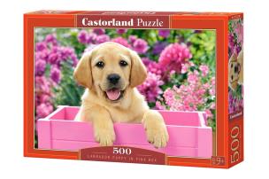 Opakowanie Puzzle 500 Labrador Puppy in Pink Box CASTOR
