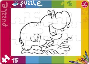 Opakowanie Puzzle do kolorowania 15 Hipopotam