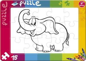 Opakowanie Puzzle do kolorowania 15 Słonik