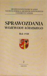 Opakowanie Sprawozdania wojewody łódzkiego Rok 1938 Tom 2