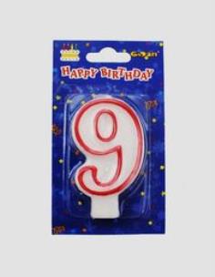 Opakowanie Świeczka cyferka 9 czerwony kontur